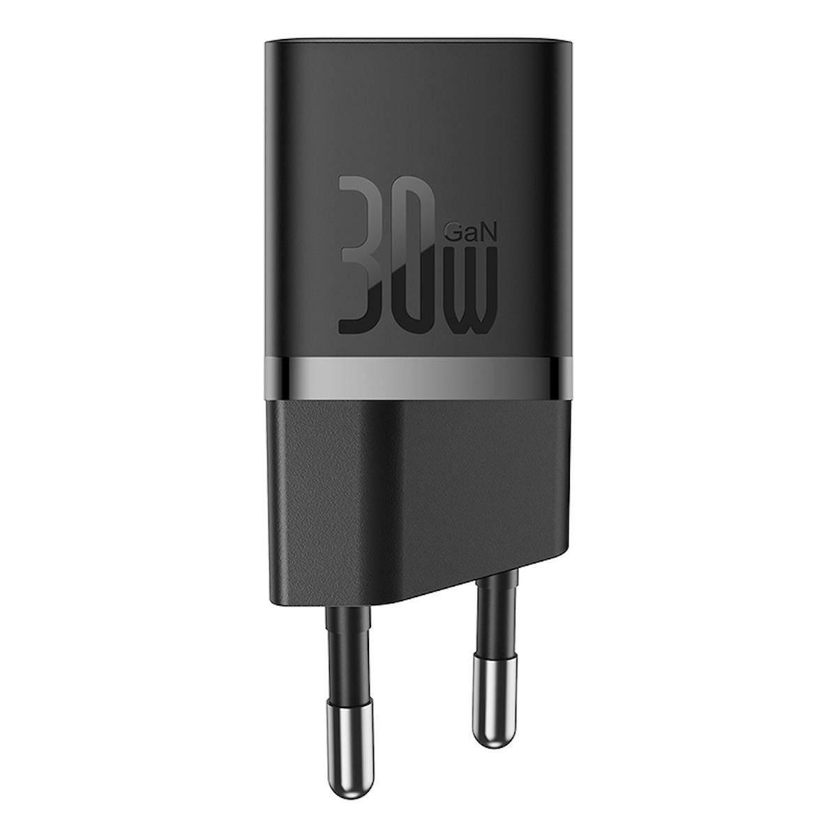 Baseus GaN5 Mini Universal Kablolu 30 W Hızlı Şarj Aleti Siyah