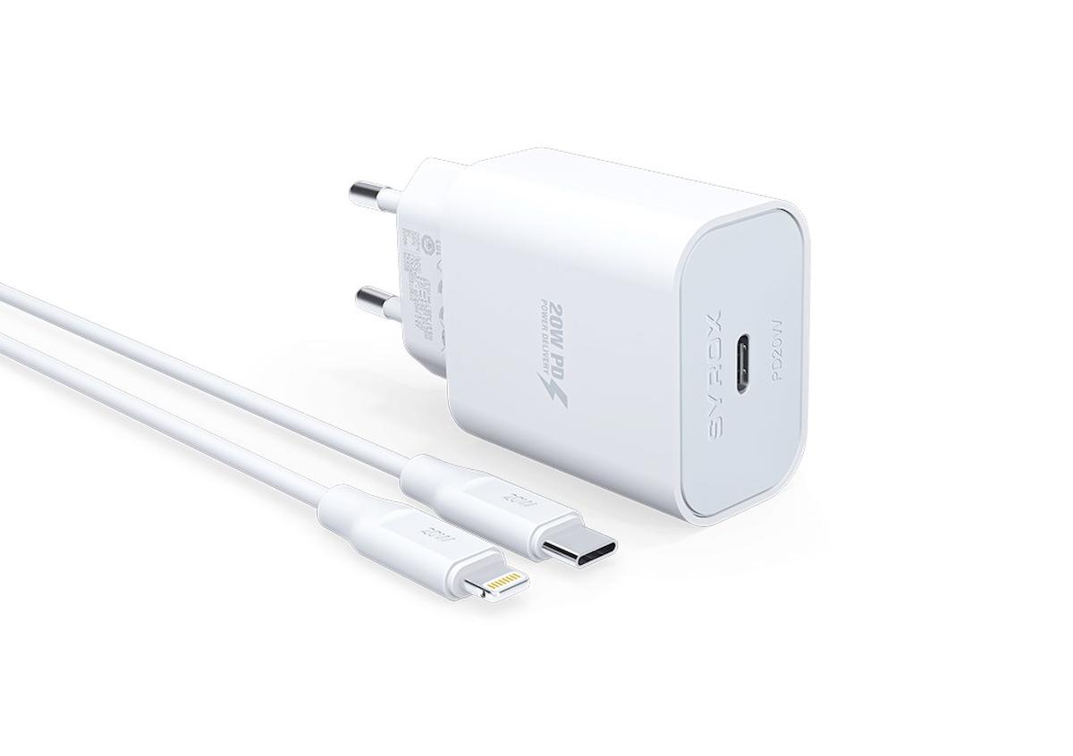 Syrox Pd20l iPhone Lightning Kablolu 20 W Hızlı Şarj Aleti Beyaz