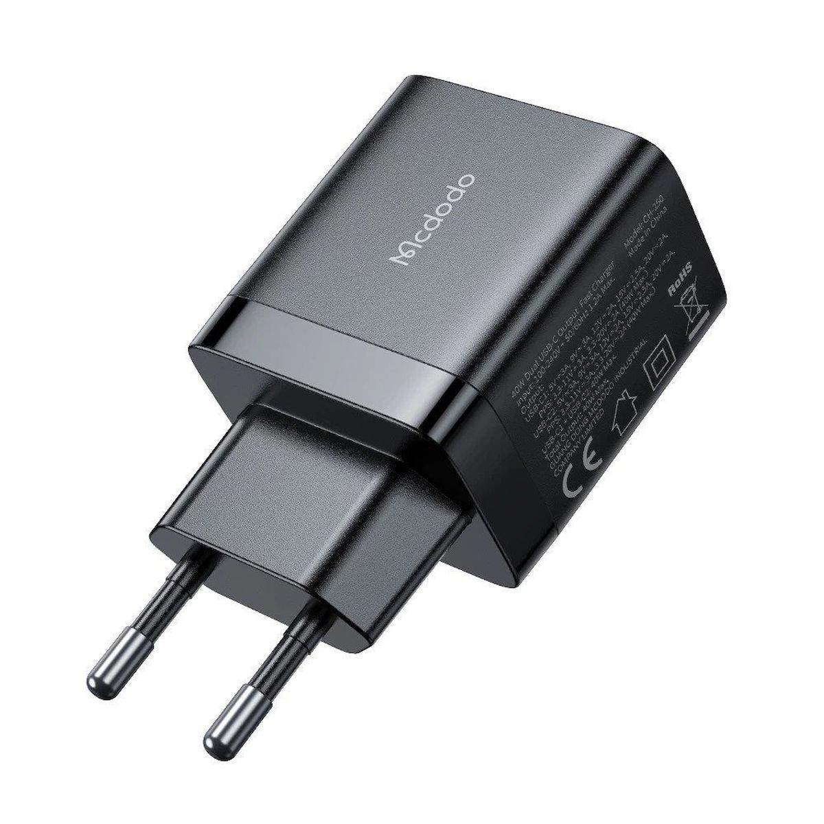 Mcdodo CH-2501 Universal Type-C Kablolu 40 W Hızlı Şarj Aleti Siyah
