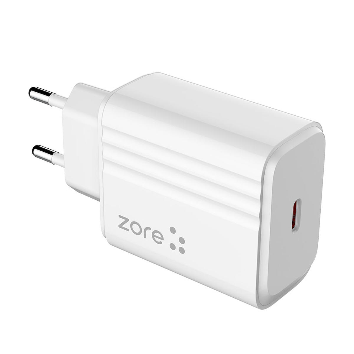 Zore PL2 Universal Type-C Kablolu 20 W Hızlı Şarj Aleti Beyaz