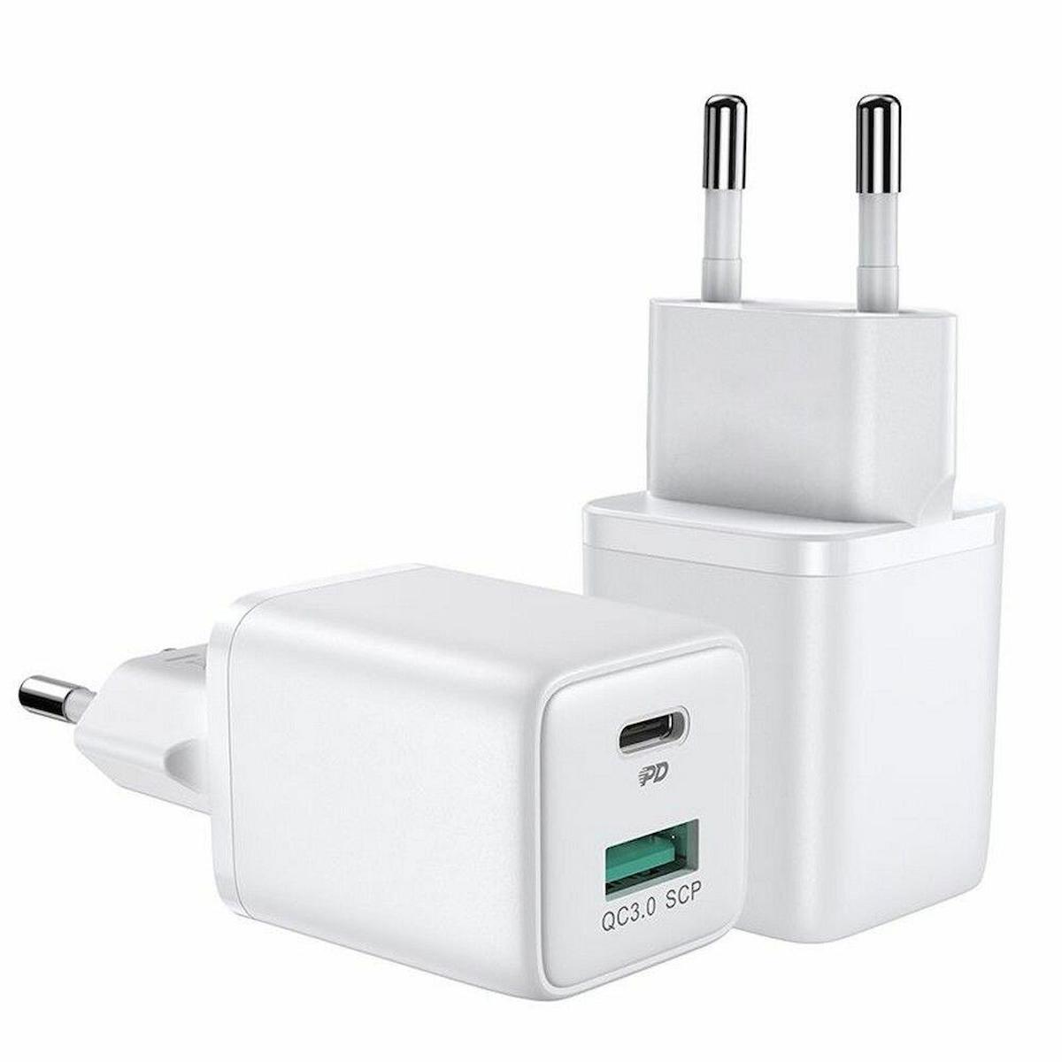 Joyroom L-QP303 Universal USB Type C Kablolu Hızlı Şarj Aleti Beyaz