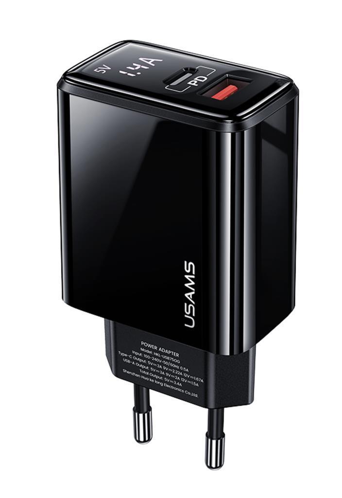 Usams US-CC133 T40 Universal Type-C Kablolu 20 W Hızlı Şarj Aleti Siyah