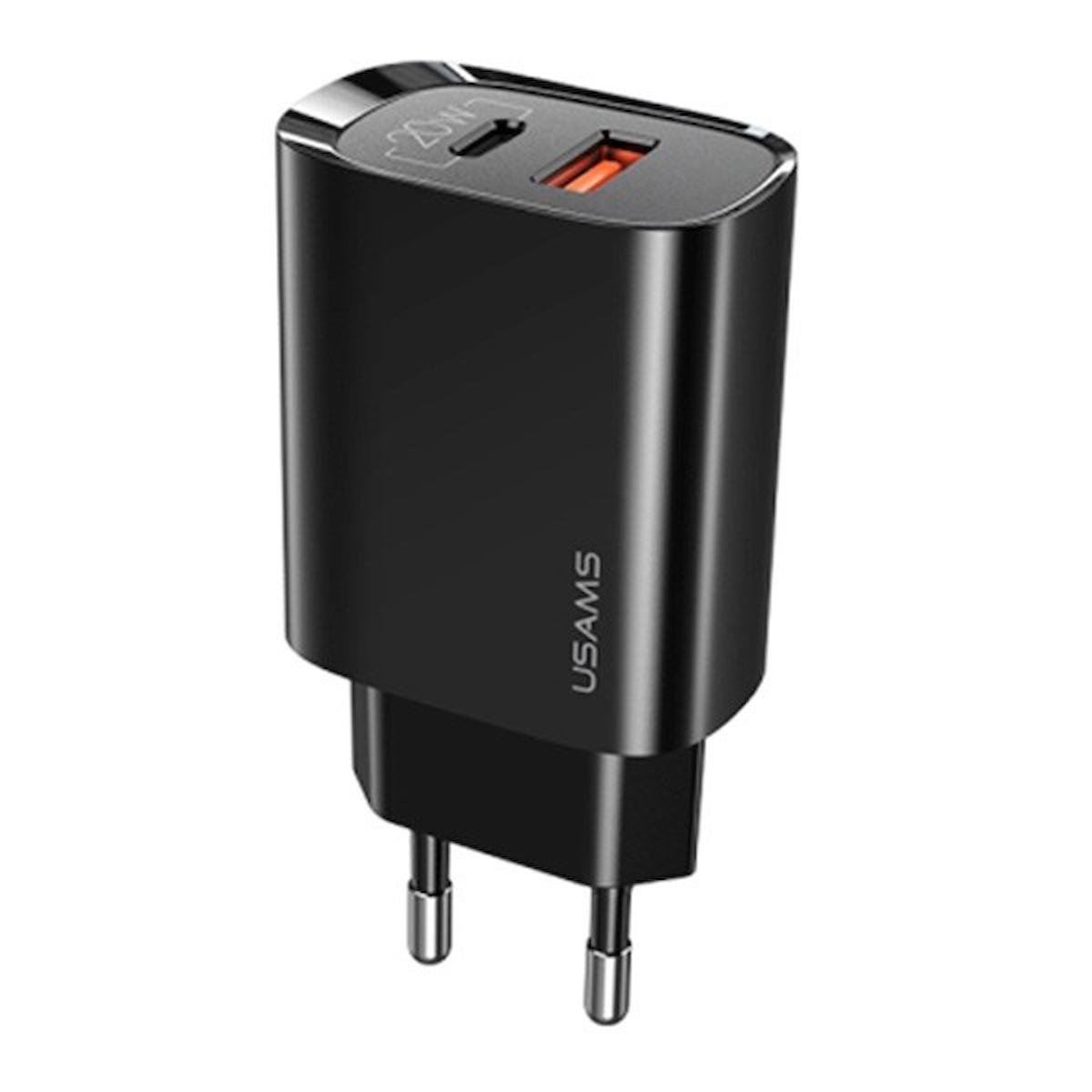 Usams T35 Universal Kablolu 20 W Hızlı Şarj Aleti Siyah
