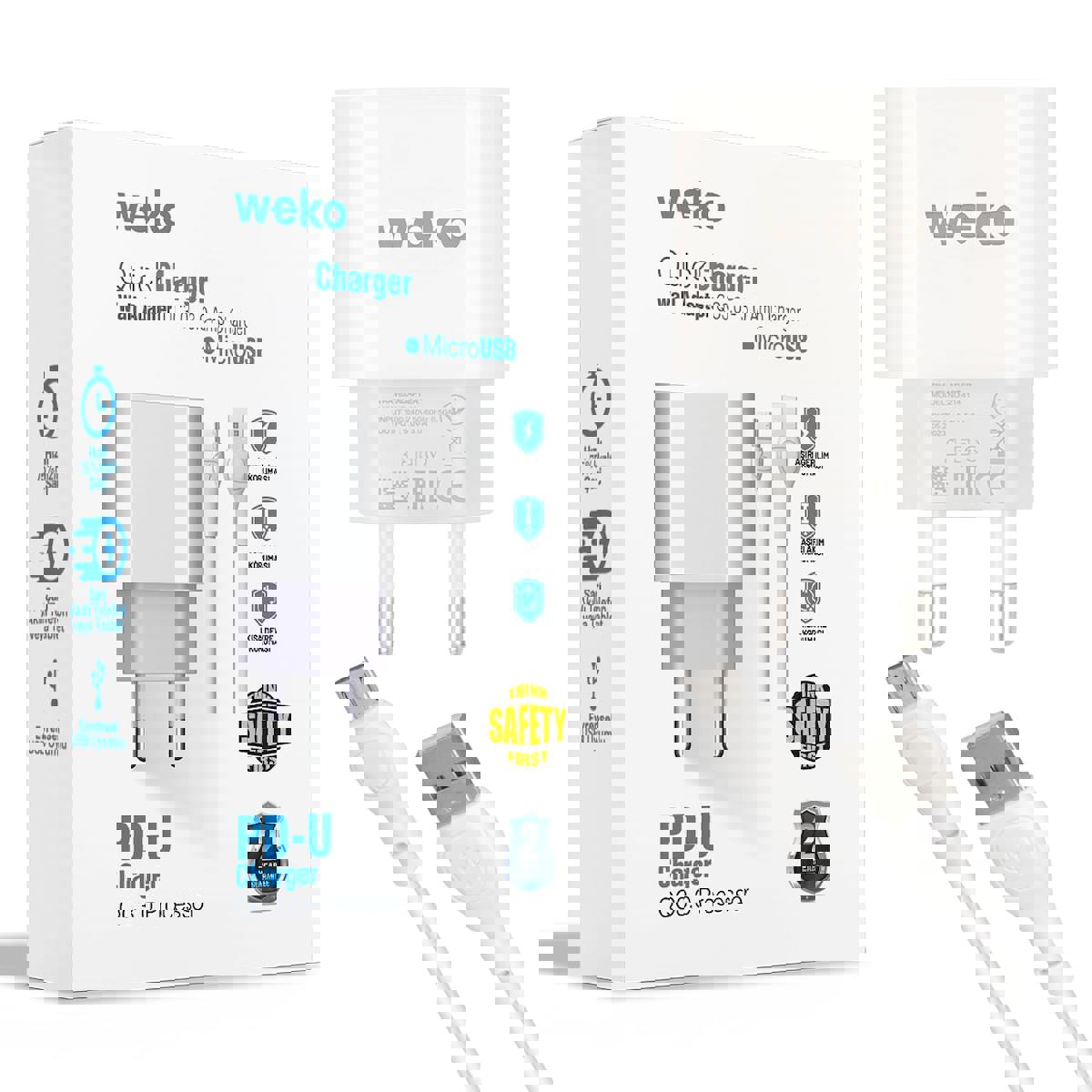 Weko WK-21441 Universal Micro USB Kablolu Hızlı Şarj Aleti Beyaz