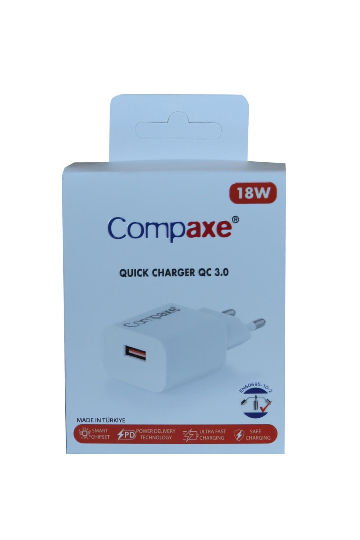 Compaxe CTA-150QC Universal USB Kablolu 18 W Hızlı Şarj Aleti Beyaz