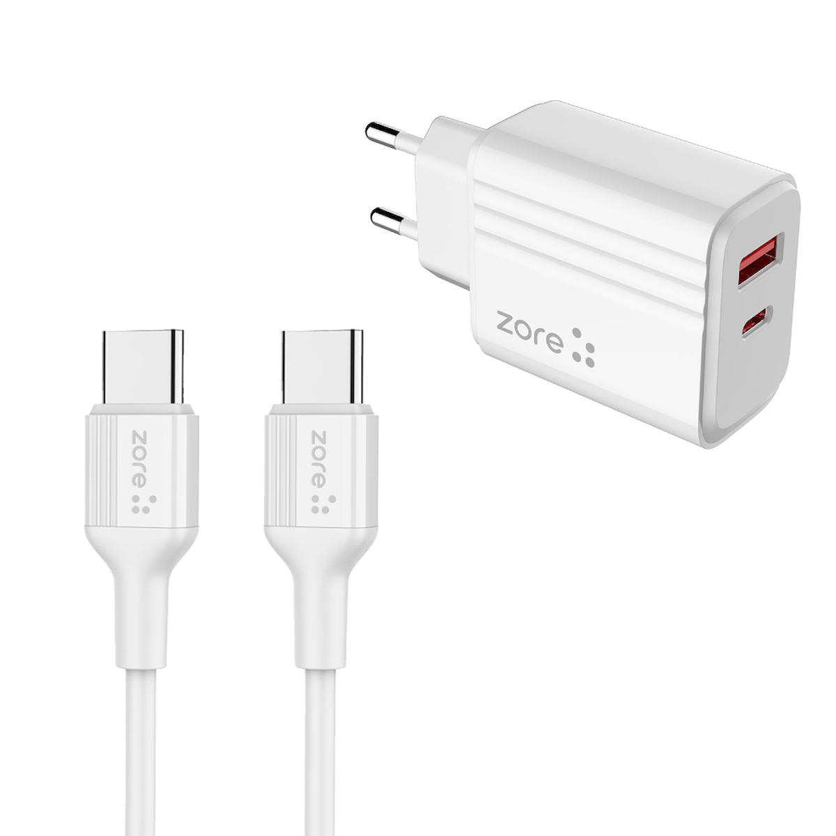 Zore PL3 Universal Type-C Kablolu 20 W Hızlı Şarj Aleti Beyaz