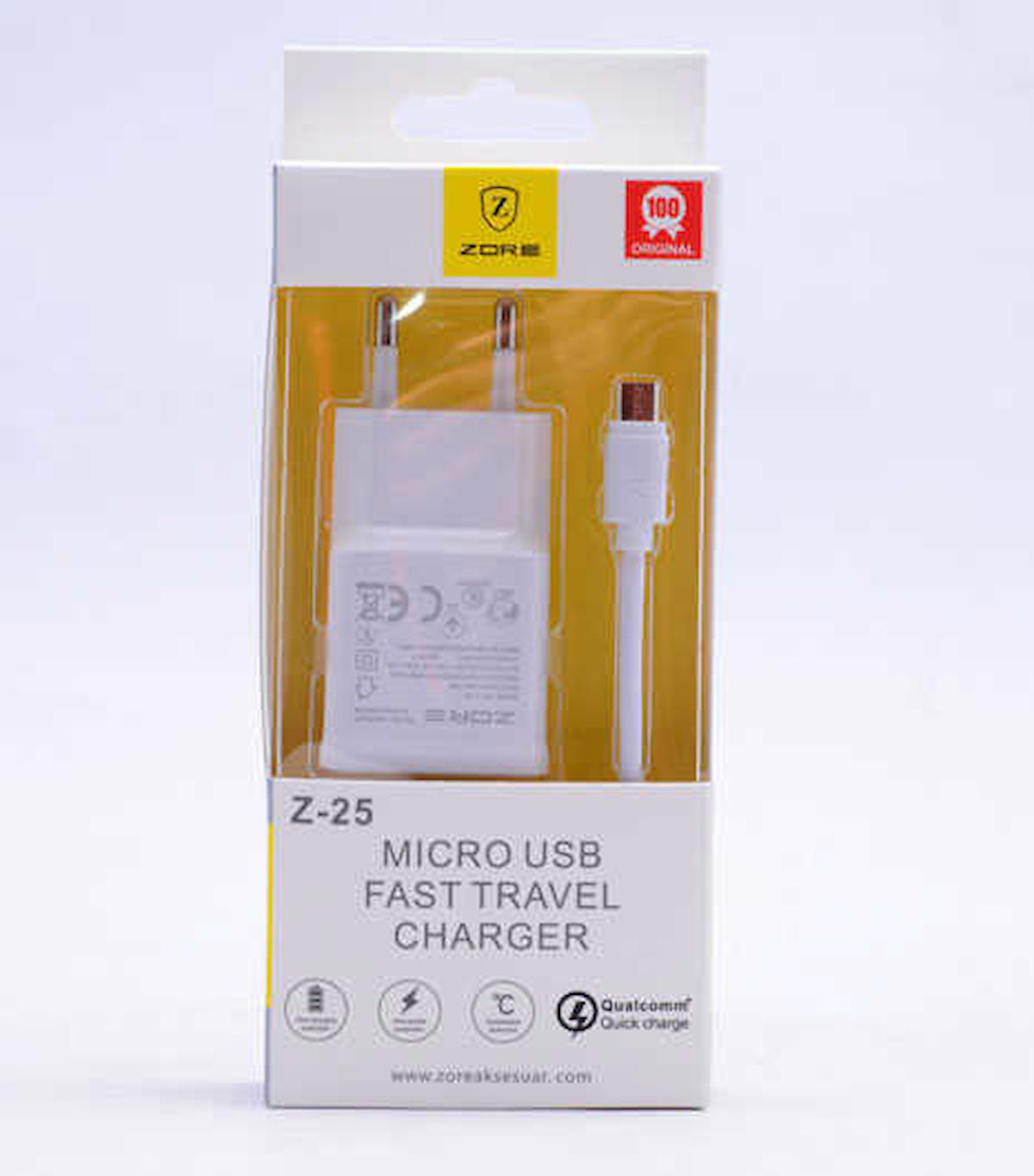 Zore Z-25 Universal Micro USB Kablolu Hızlı Şarj Aleti Beyaz