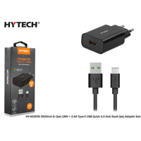Hytech HY-XE36TB Universal Type-C Kablolu 18 W Hızlı Şarj Aleti Siyah