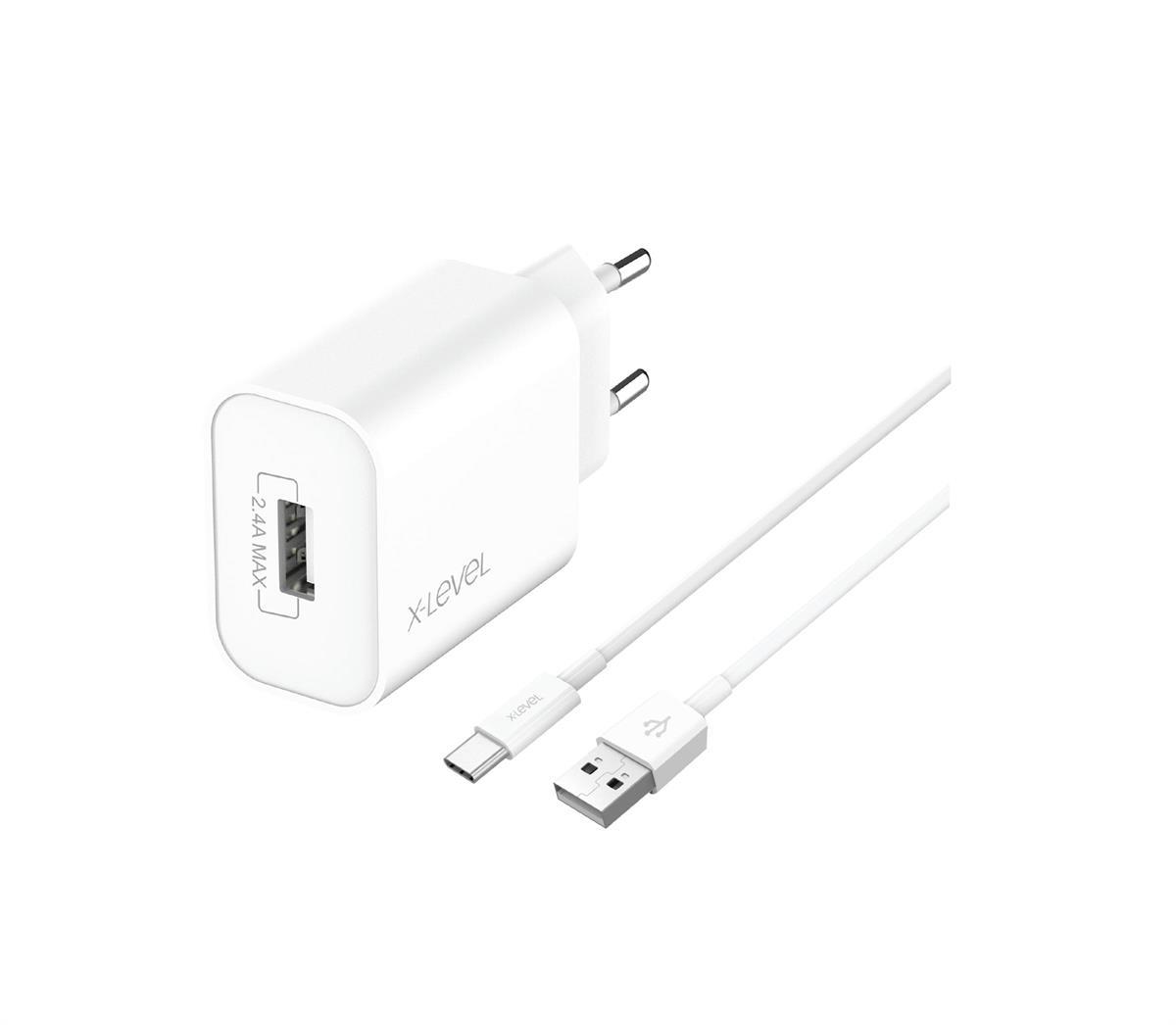 X-Level Universal Type-C Kablolu 12 W Hızlı Şarj Aleti Beyaz