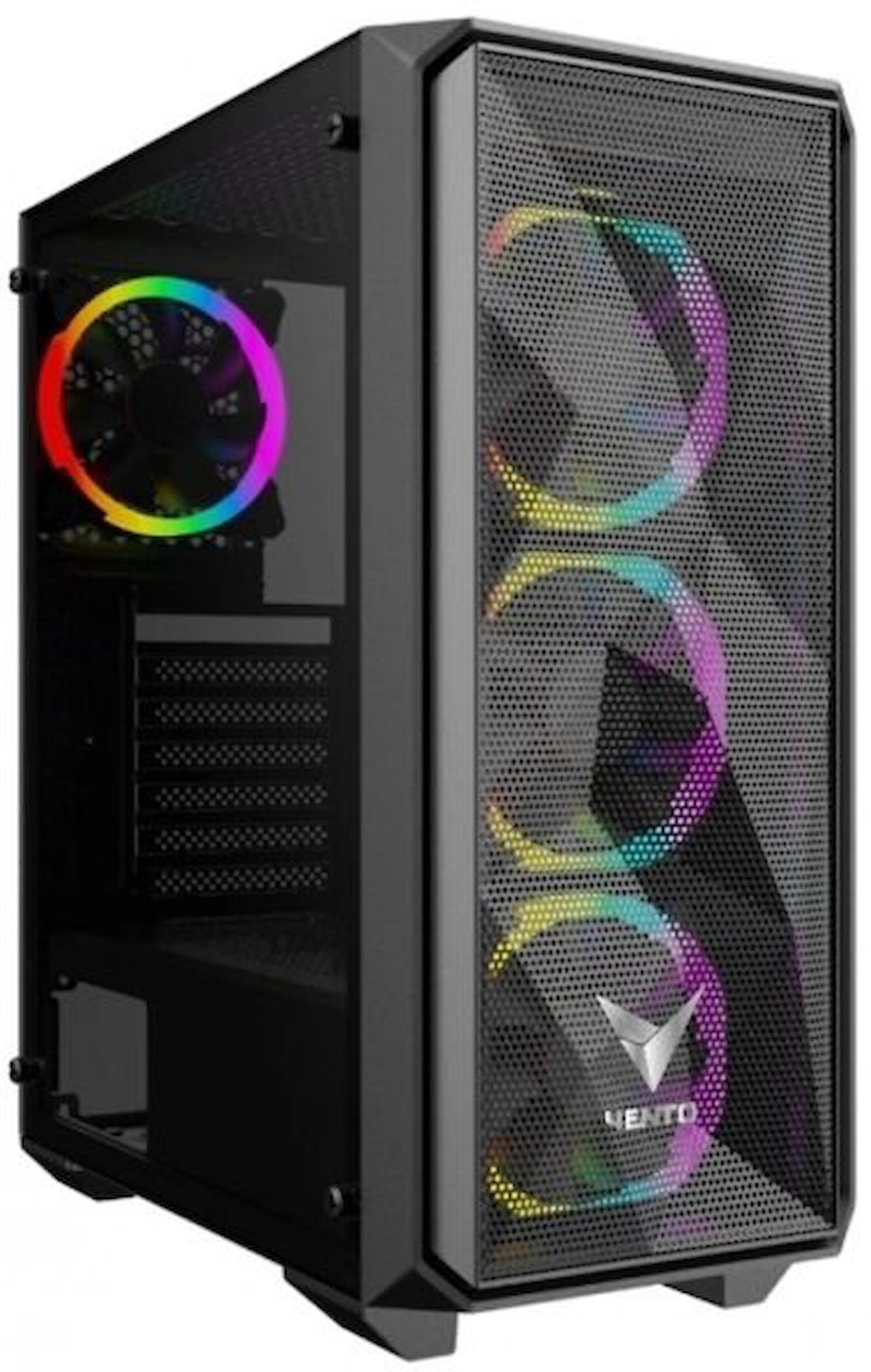 Vento VG10F RGB Mesh 4 Fanlı 750 W Siyah Dikey Kullanım ATX Bilgisayar Kasası