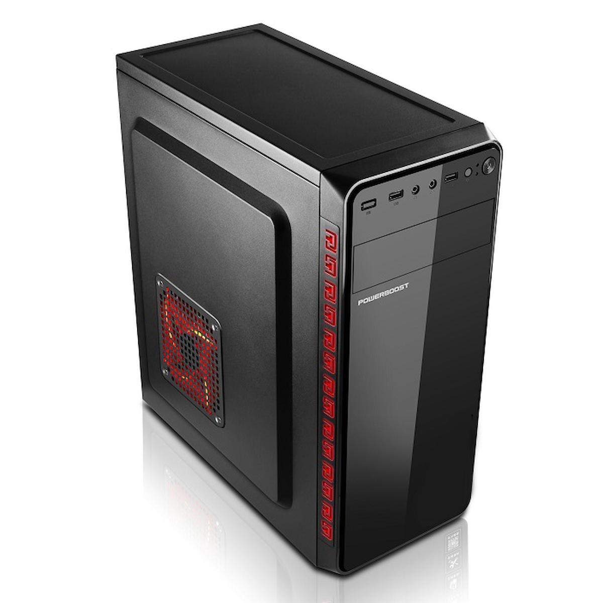 Power Boost Vk-1625 1 Fanlı Siyah Dikey Kullanım ATX Standart Bilgisayar Kasası