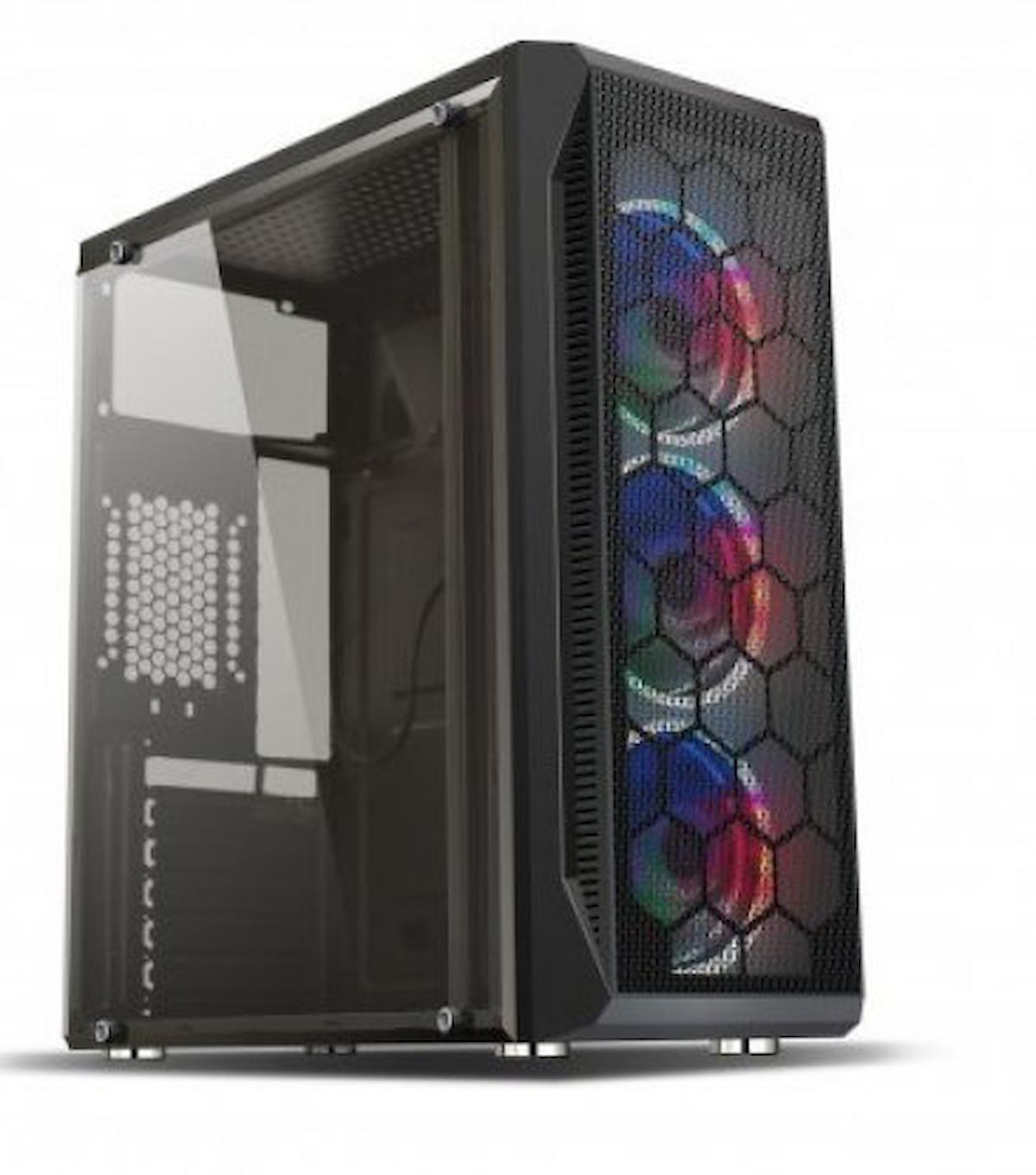Hiper Zoe RGB Mesh 4 Fanlı 350 W Siyah Dikey Kullanım ATX Oyuncu Bilgisayar Kasası