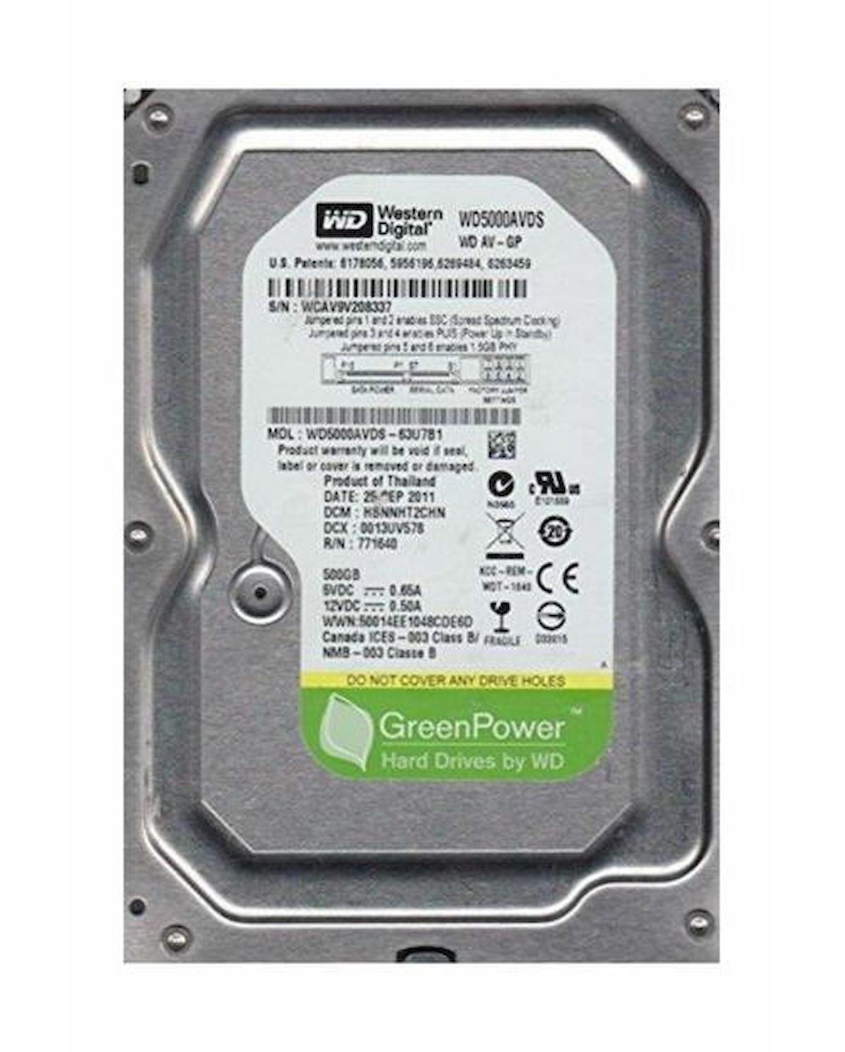 Western Digital WD5000AVDS 500 GB 3.5 inç 7200 RPM 32 MB SATA PC Harddisk