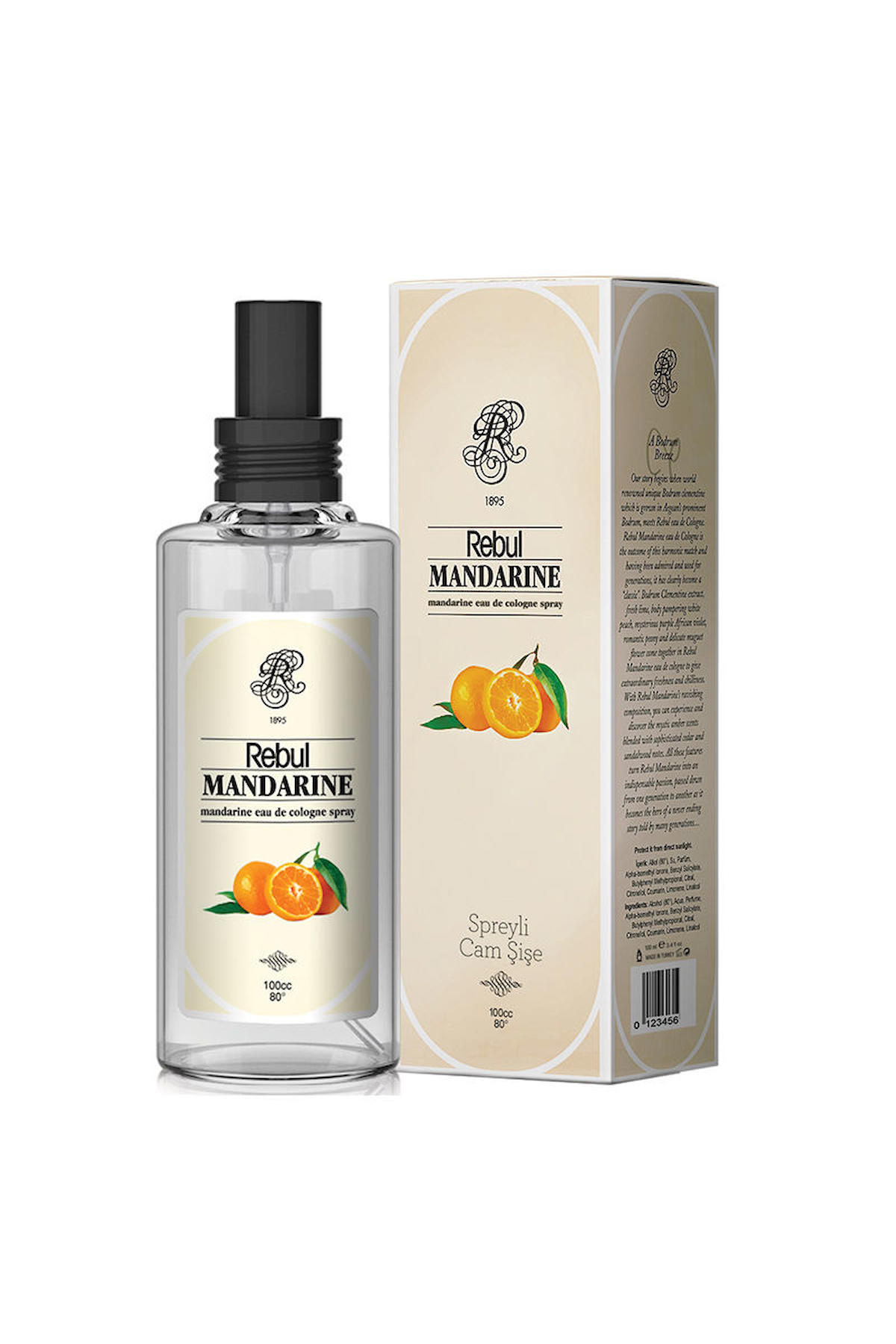 Rebul Mandalina Sprey Cam Şişe Kolonya 100 ml 3'lü