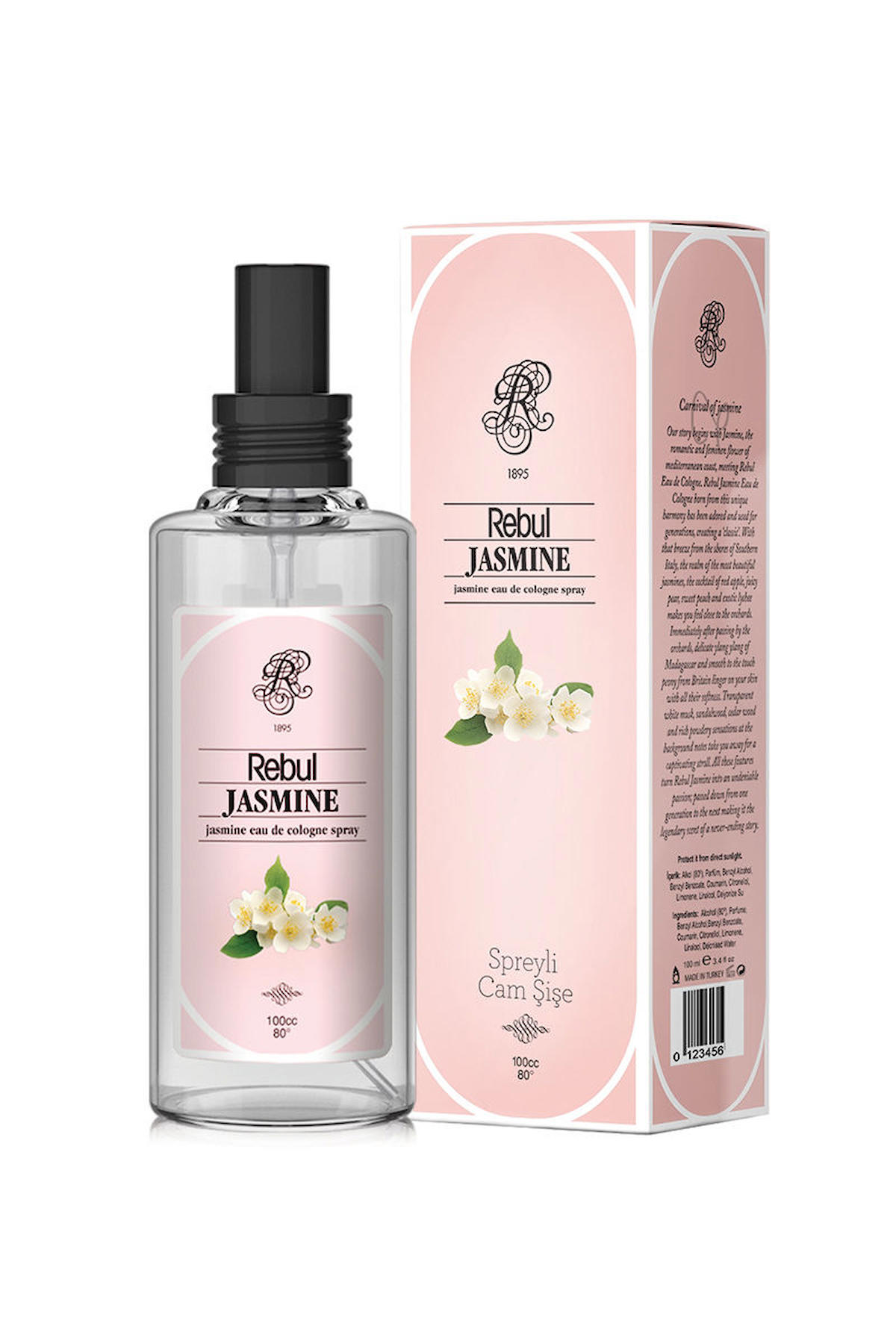 Rebul Jasmine Sprey Cam Şişe Kolonya 100 ml 3'lü