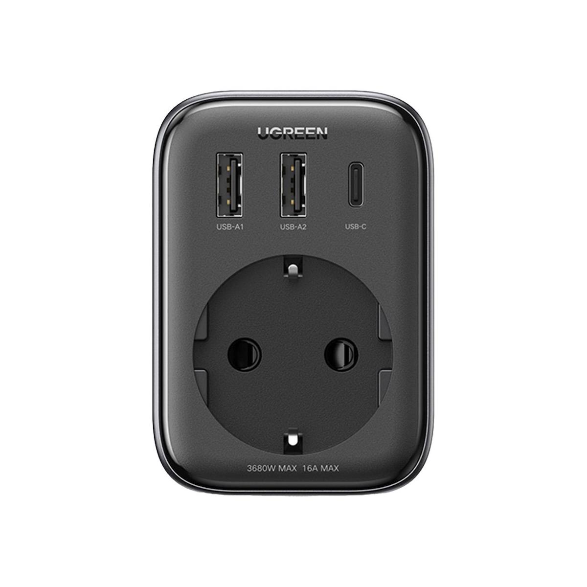Ugreen Tekli Soket 3'lü USB Kablosuz Tekli Akım Korumalı Priz