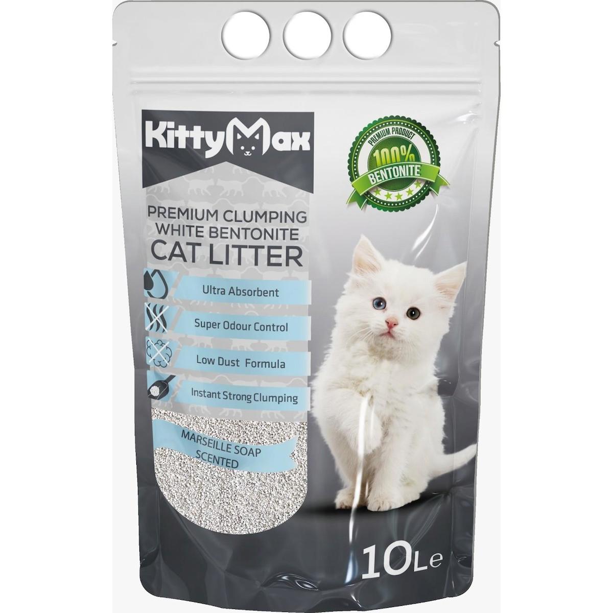 Kitty Max Marsilya Sabunu Kokulu Topaklanan Kalın Taneli Bentonit Kedi Kumu 10 lt