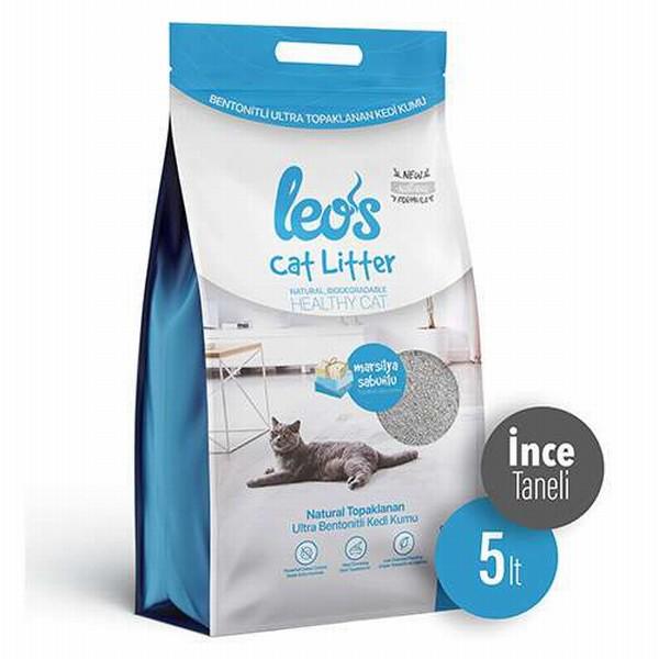 Leo's Marsilya Sabunu Kokulu Topaklanan İnce Taneli Bentonit Kedi Kumu 2 x 5 lt
