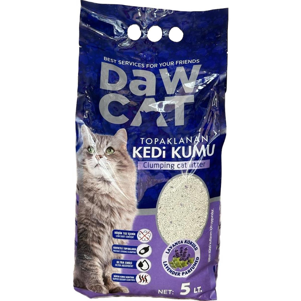 dawcat Lavanta Kokulu Topaklanan İnce Taneli Bentonit Kedi Kumu 5 lt