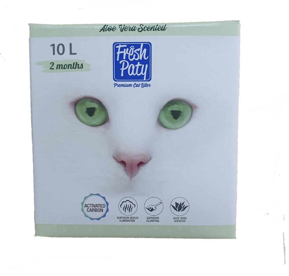 Fresh Paty Aloe Vera Kokulu Topaklanan İnce Taneli Bentonit Kedi Kumu 10 lt