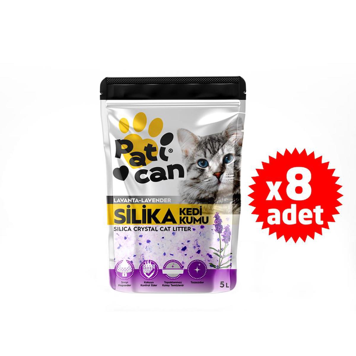 Patican Lavanta Kokulu Kalın Taneli Kristal - Silika Kedi Kumu 5 x 3.8 lt