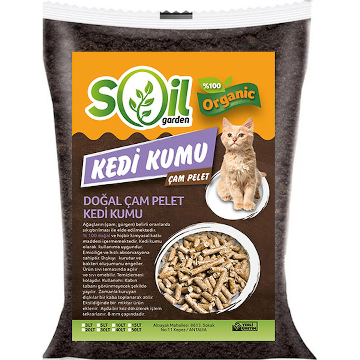 Soil Garden Çam Kokulu Kalın Taneli Çam Pellet Kedi Kumu 20 lt