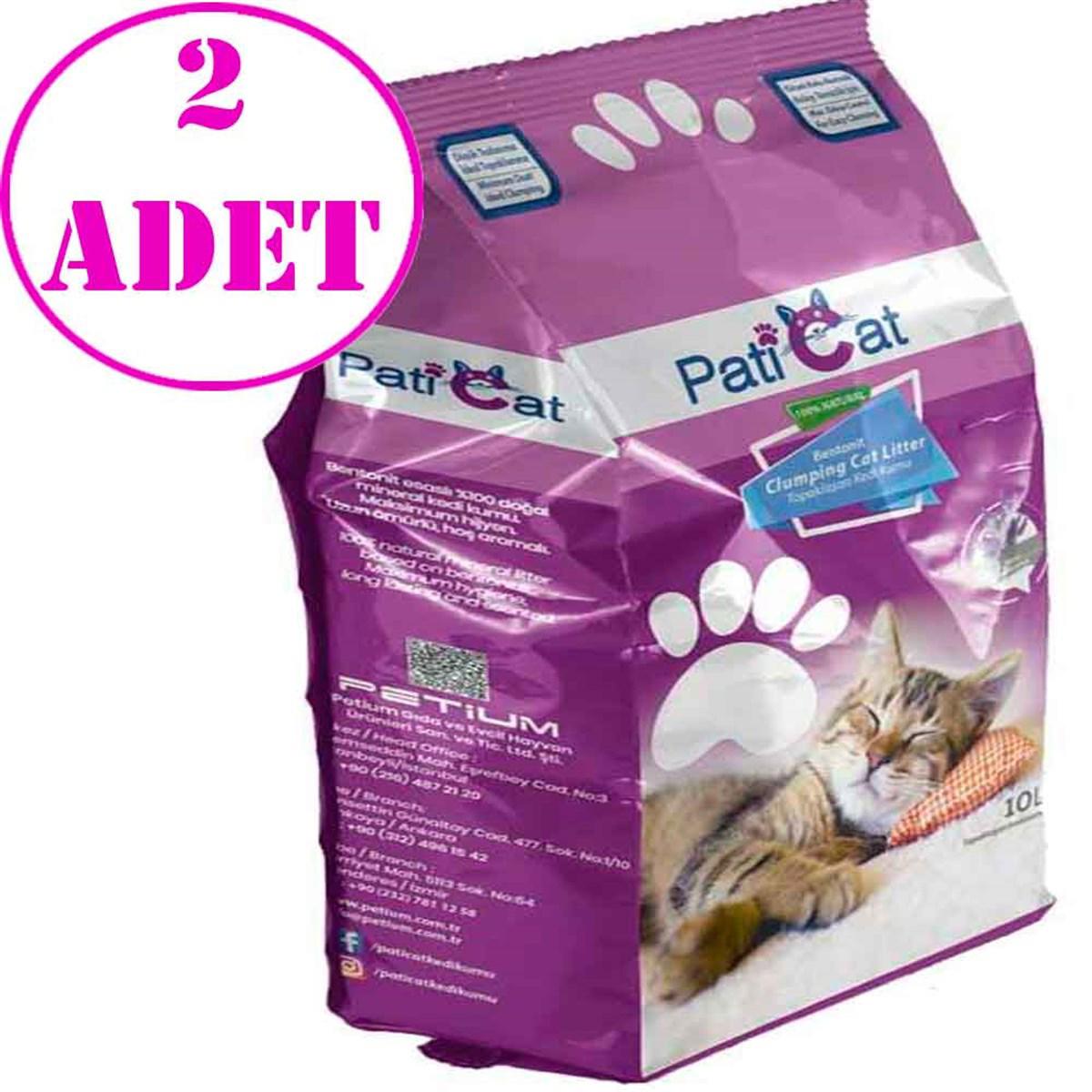 PatiCat Lavanta Kokulu Topaklanan İnce Taneli Bentonit Kedi Kumu 2 x 10 lt