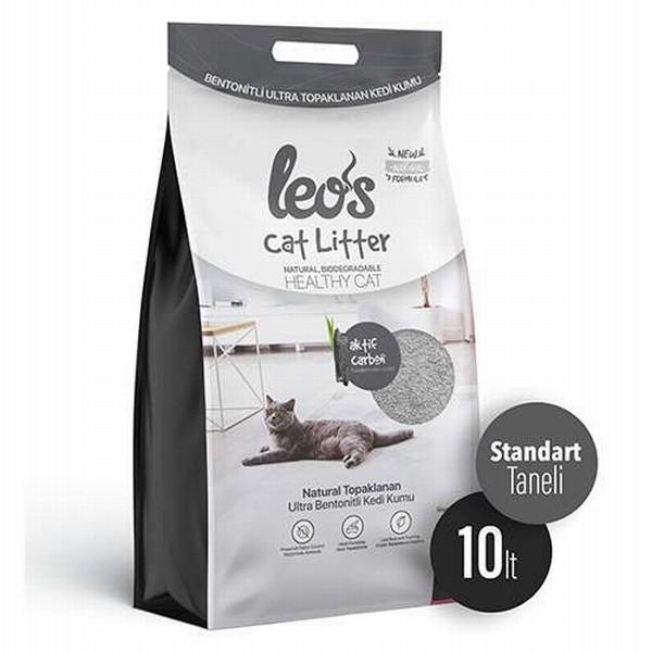 Leo's Karbonlu Topaklanan İnce Taneli Aktif Karbonlu Kedi Kumu 10 lt