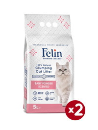 Felin Bebek Pudralı Topaklanan İnce Taneli Bentonit Kedi Kumu 2 x 5 lt