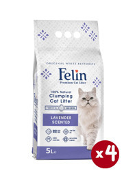 Felin Lavanta Kokulu Topaklanan İnce Taneli Bentonit Kedi Kumu 4 x 5 lt