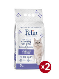 Felin Lavanta Kokulu Topaklanan İnce Taneli Bentonit Kedi Kumu 2 x 5 lt