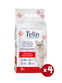 Felin Kokusuz Topaklanan İnce Taneli Bentonit Kedi Kumu 4 x 5 lt