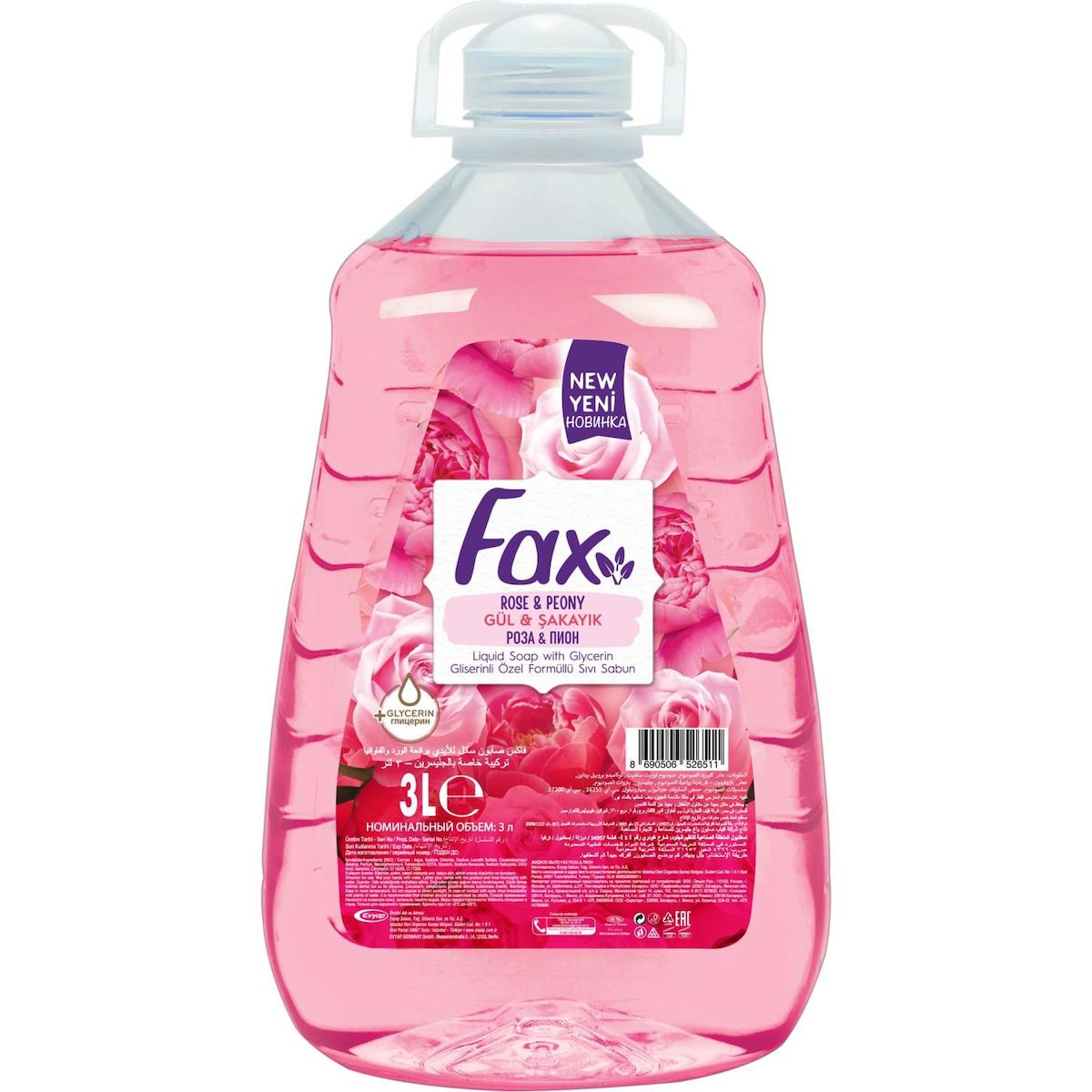 Fax Gül - Şakayık Nemlendiricili Sıvı Sabun 3 lt Tekli