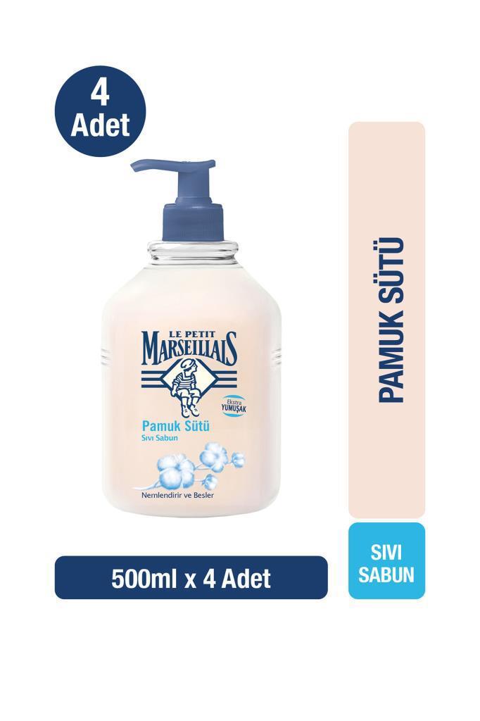 Le Petit Marseillais Pamuk Sütü Nemlendiricili Sıvı Sabun 4 x 500 ml 4'lü