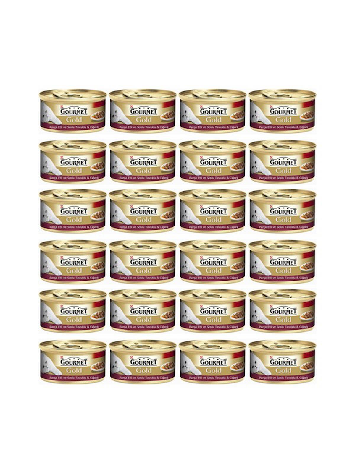 Purina Gold Ciğerli ve Tavuklu Parça Etli Soslu Yetişkin Yaş Kedi Maması 24x85 gr