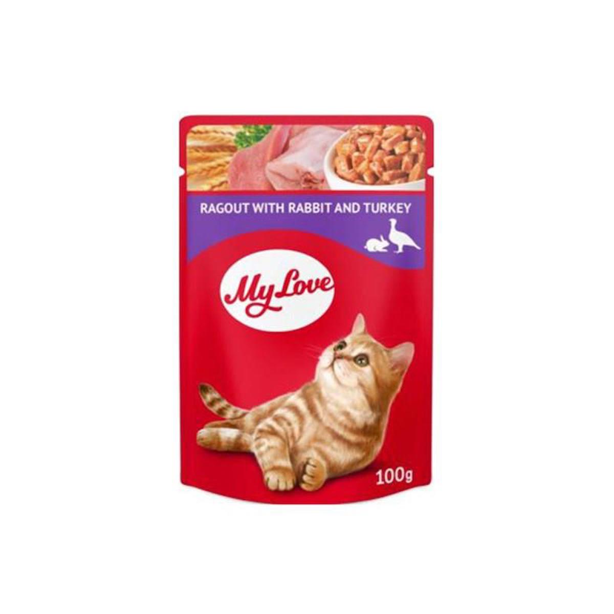 My Love Ragout With Rabbit And Turkey Hindi Etli ve Tavşanlı Yetişkin Yaş Kedi Maması 100 gr