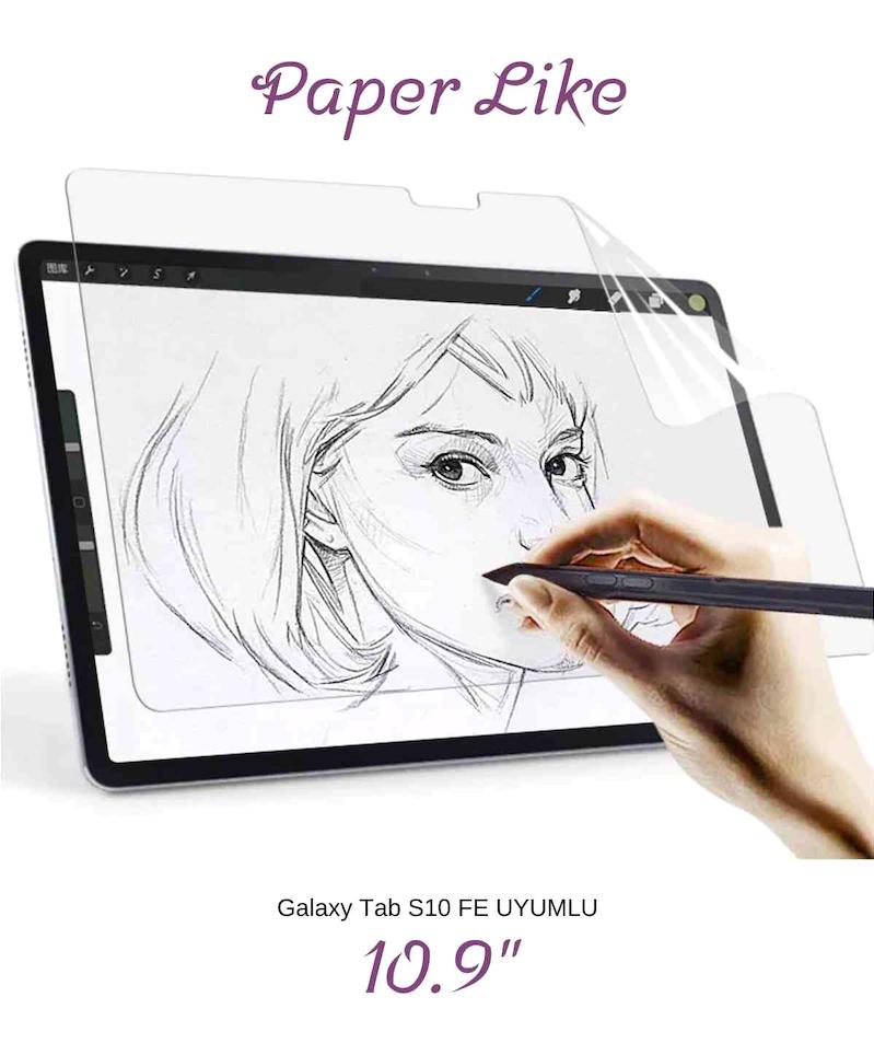 Galaxy Tab S10 FE Uyumlu 10.9" Gerçek Kağıt Hissi Parlama Önleyici Paper Like Ekran Koruyucu