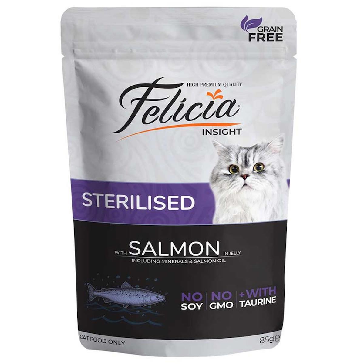 Felicia Insight Kısırlaştırılmış Somonlu Yaş Kedi Maması 12x85 gr