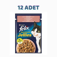 Felix Sensations Jellies Somonlu ve Karidesli Yetişkin Yaş Kedi Maması 12x85 gr