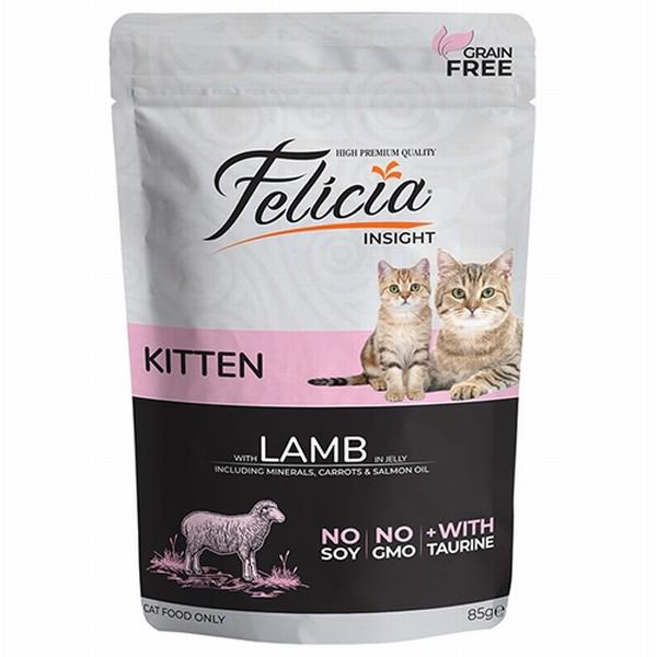 Felicia Insight Kuzu Etli Yavru Yaş Kedi Maması 6x85 gr