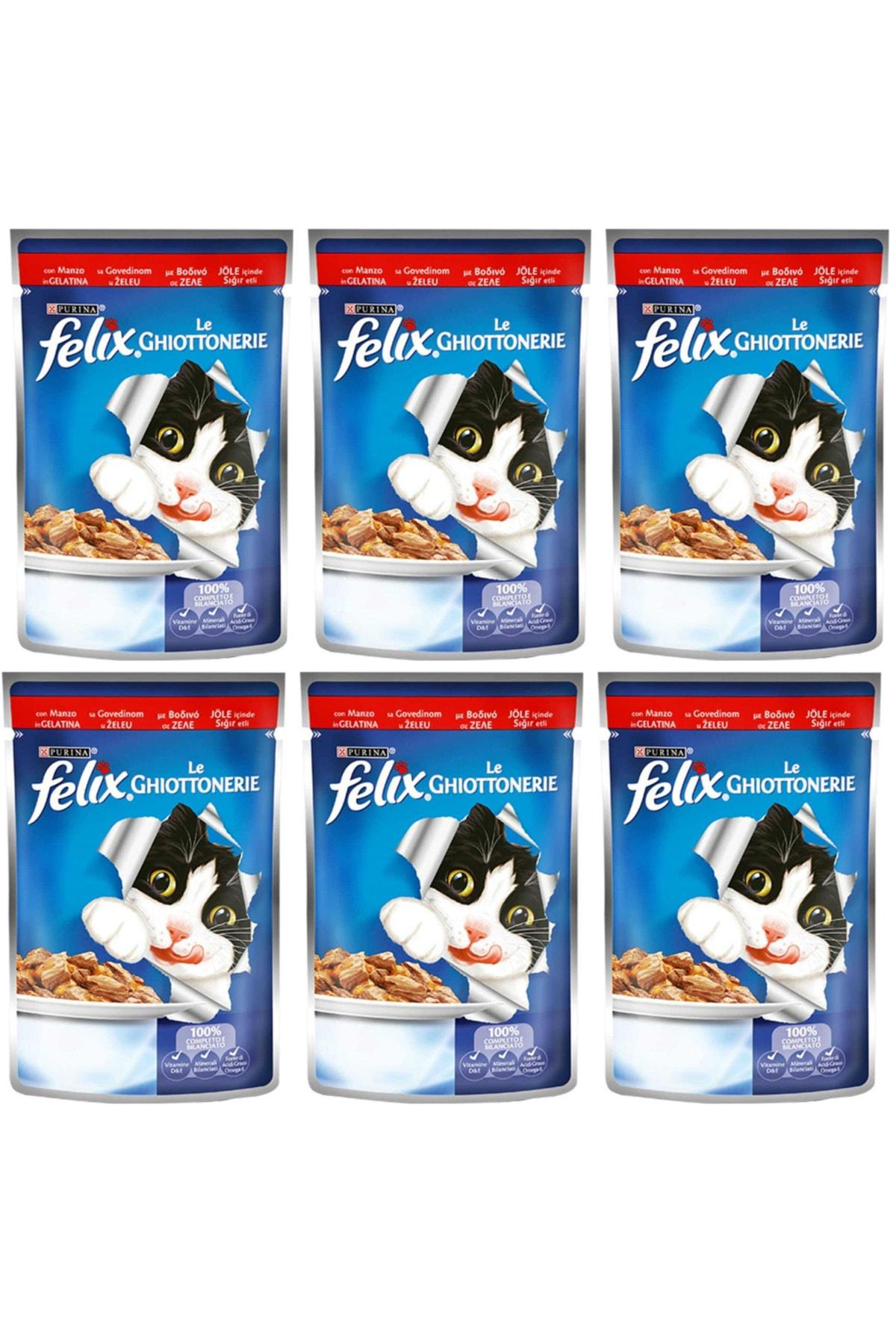 Felix Le Ghiottoneire Sığır Etli Yetişkin Yaş Kedi Maması 6x85 gr
