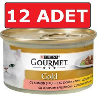 Purina Gold Somonlu ve Tavuklu Parça Etli Yetişkin Yaş Kedi Maması 12x85 gr