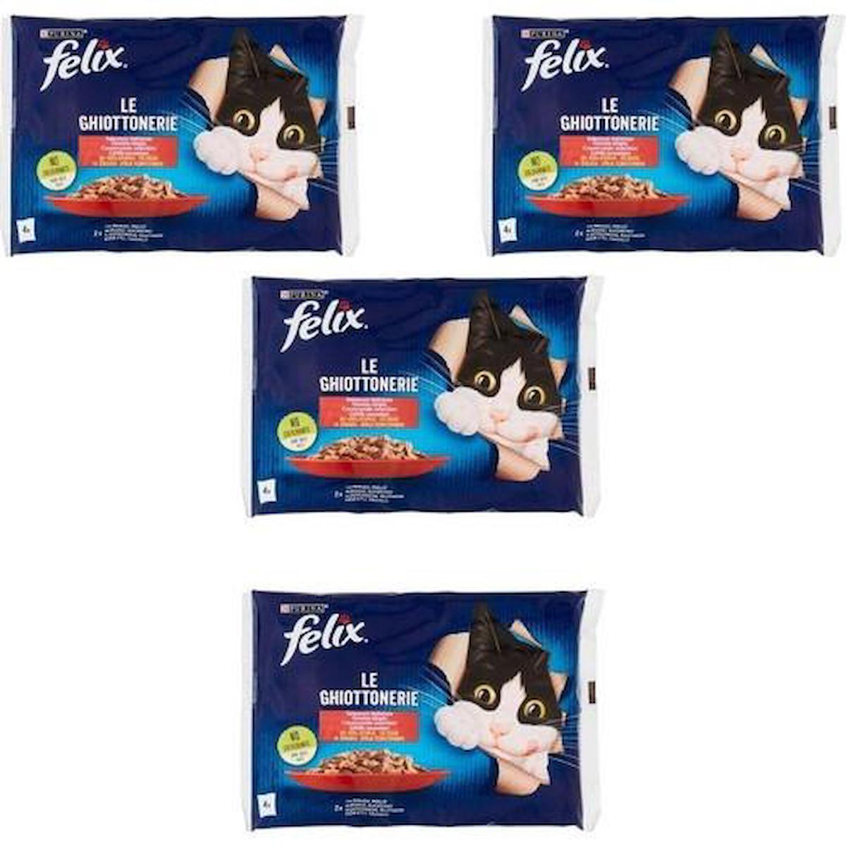 Felix Le Ghiottoneire Tavuklu ve Sığır Etli Yetişkin Yaş Kedi Maması 16x85 gr