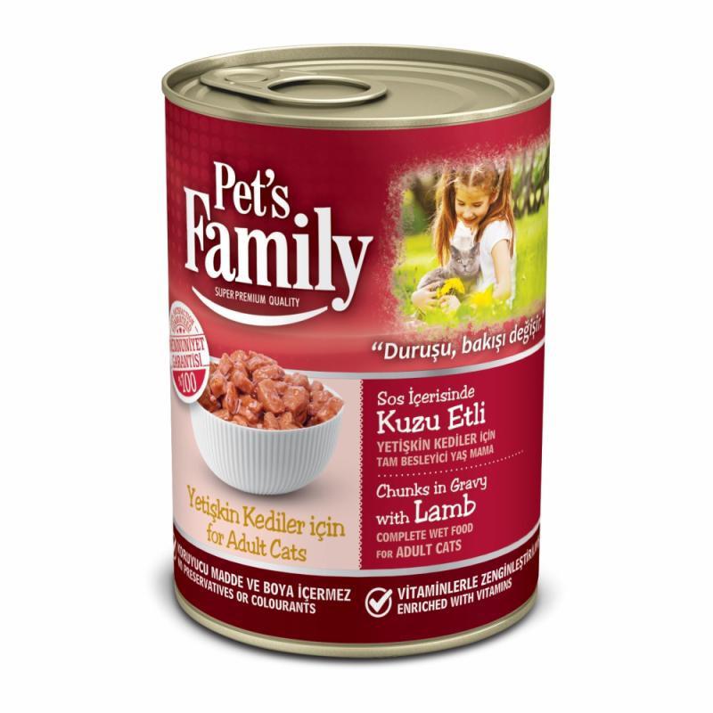 Pets Family Super Premium Quality Kuzu Etli Yetişkin Yaş Kedi Maması 400 gr