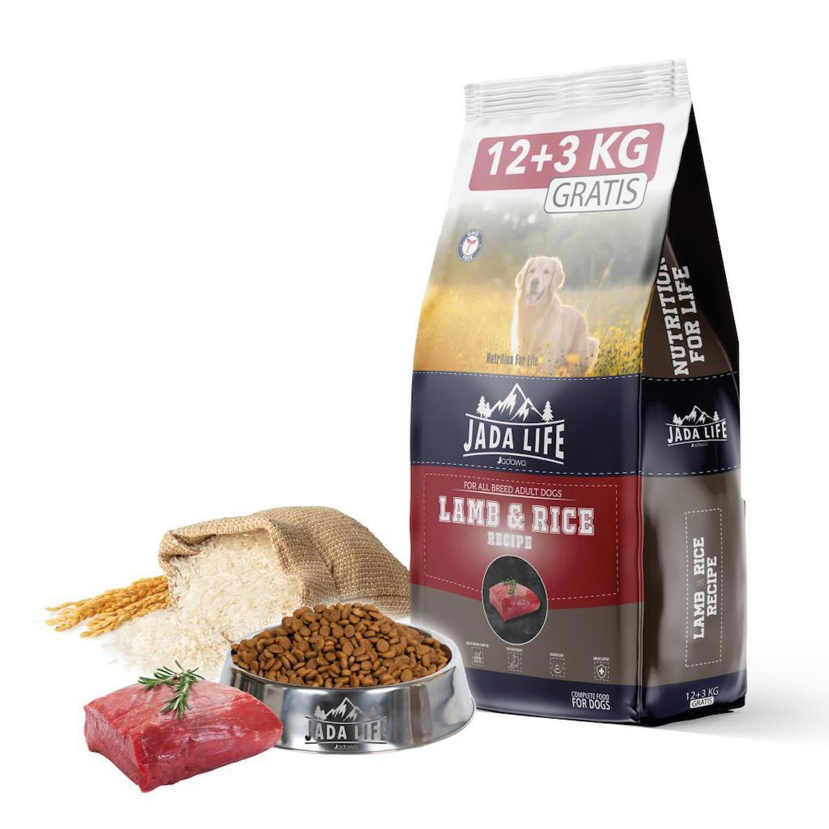 Jadawa Kuzu Etli ve Pirinçli Tüm Irklar Yetişkin Kuru Köpek Maması 15 kg
