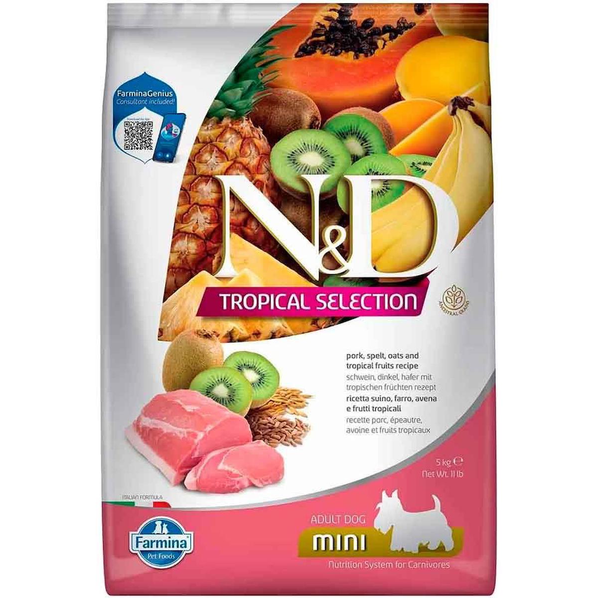 N&D Tropical Selection Domuz Etli ve Kivili Mini Irk Kuru Köpek Maması 5 kg