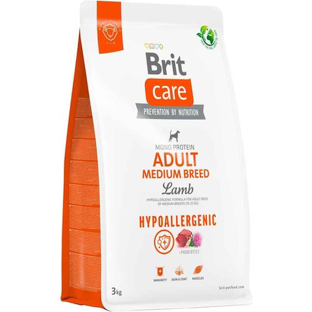 Brit Care Hypoallergenic Kuzu Etli Orta Irk Yetişkin Kuru Köpek Maması 3 kg