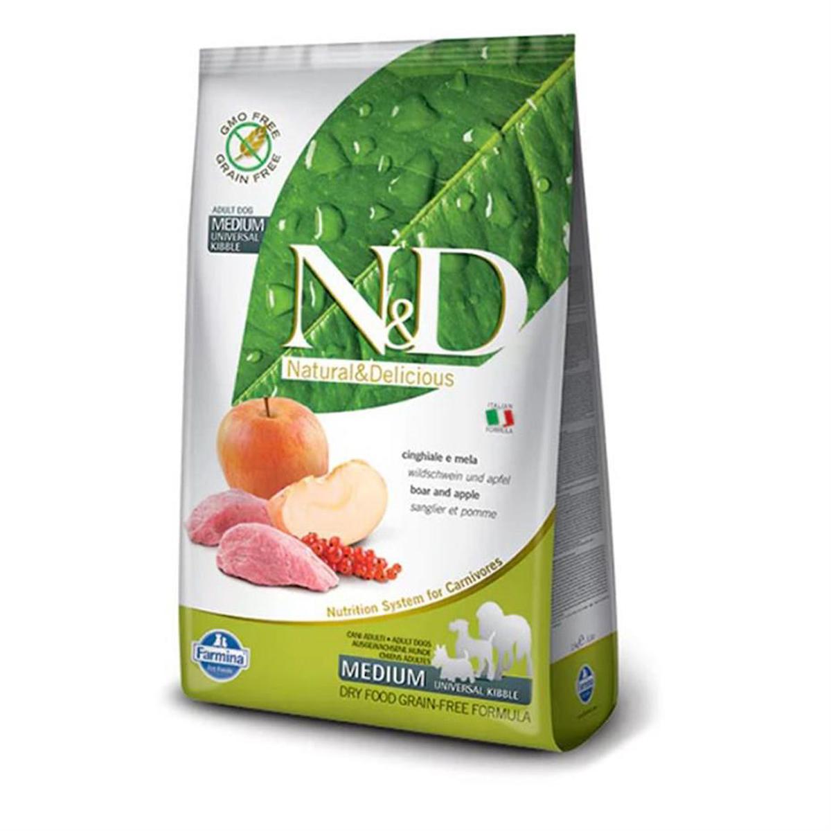 N&D Prime Domuz Etli ve Elmalı Büyük ve Orta Irk Yetişkin Kuru Köpek Maması 2.5 kg