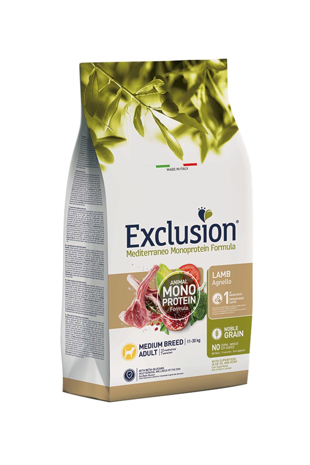 Exclusion Monoprotein Kuzu Etli ve Narlı Orta Irk Yetişkin Kuru Köpek Maması 12 kg
