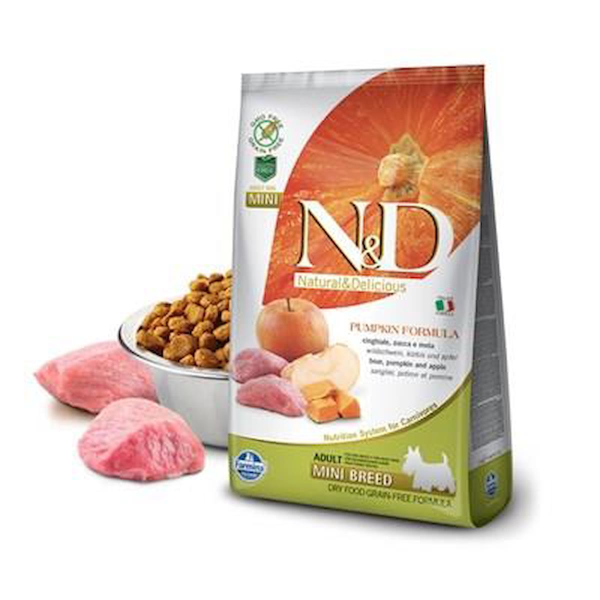 N&D Pumpkin Bal Kabaklı Elmalı ve Domuz Etli Mini Irk Yetişkin Kuru Köpek Maması 2.5 kg
